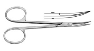 Kirurgisk sax, böjd, spets/spets, 115 mm