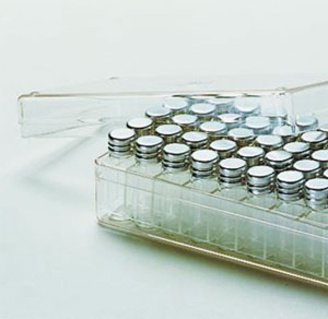 Hållare till vials, 50 x 3 ml, Ø12 x 35 mm, PS
