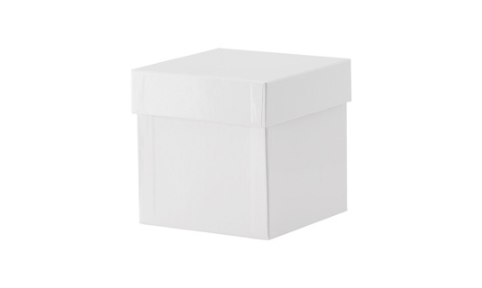 Kryobox, TENAK, 133 x 133 x 130 mm, PP-belagd kartong, utan rutnät, vit