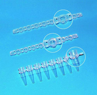 Strips, 8 PCR-rör, sep. lock,flata, 250 st., 0,2ml