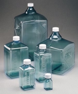 InVitro Biotainer® flaska 5000 ml PC, ljusblå, PP skruvkopp, PE handtag, steril, förpackning om 6