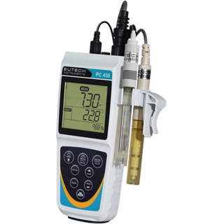 Multiparametermätare, Eutech PC 450, m. sensor pH+cond och tilb.