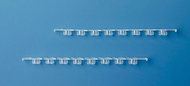 PCR-lock, PP, 8-strips, flat, för PCR-rör