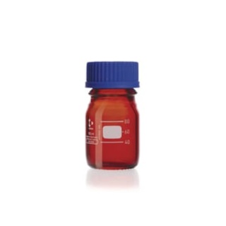 Laboratory bottles,DURAN®,amber glass,graduated, with screw cap, without spout,GL 25,cap. 25 ml
