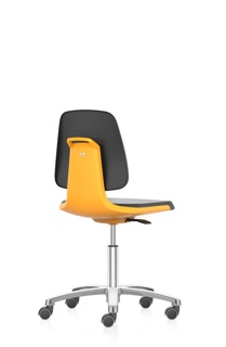 Labsit stol, imitationsläder,hjul,orange,450-650mm
