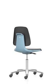 Labsit stol, PU-skum, hjul, blå, 450-650 mm