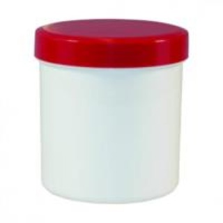Provbehållare, vit PP,rött skruvlock, Ø31 mm,25 ml
