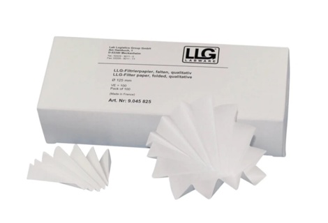 Veckfilter, LLG, kvalitativt, medium, Ø70 mm, 8-12 µm, 100 st.