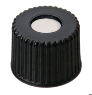 Skruvlock, LLG, N 8, svart PP m. hål, silikon/PTFE 45 A