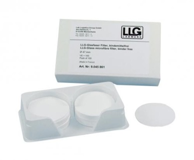 Rundfilter, glasfiber, LLG, medium, Ø25 mm, 1,2 µm, 100 st.