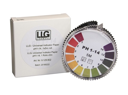 pH-indikatorpapper, LLG Universal, refill, pH 1 - 14, 3 ruller à 5 m
