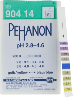 pH-indikatorpapper, Macherey-Nagel PEHANON, strips, pH 2,8 - 4,6, 200 st.