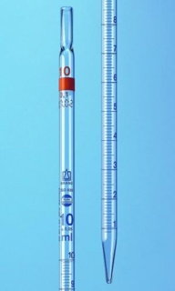 Mätpipett, BLAUBRAND, kl. AS, type 2, 360 mm, 5 ml : 0,05 ml, med bomullsplugg