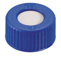 Skruvlock, LLG, N 9 short thread, blå PP m. hål, silikon/PTFE 55 A