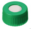 Skruvlock, LLG, N 9 short thread, grøn PP m. hål, silikon/PTFE 55 A