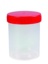 Provbehållare, PP, rött lock, Ø64 mm, 200 ml