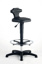 LLG-lab ståstol, PU, ​​svart, fotring, gliders, 510-780 mm