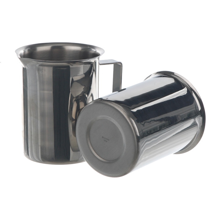 Beakers, stainless steel, with rim and handle