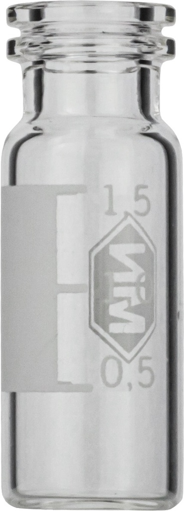 Vialer m. krage, Macherey-Nagel, N 11 snäppring, bred öppning, 1,5 mL, klar, m. skrivfält