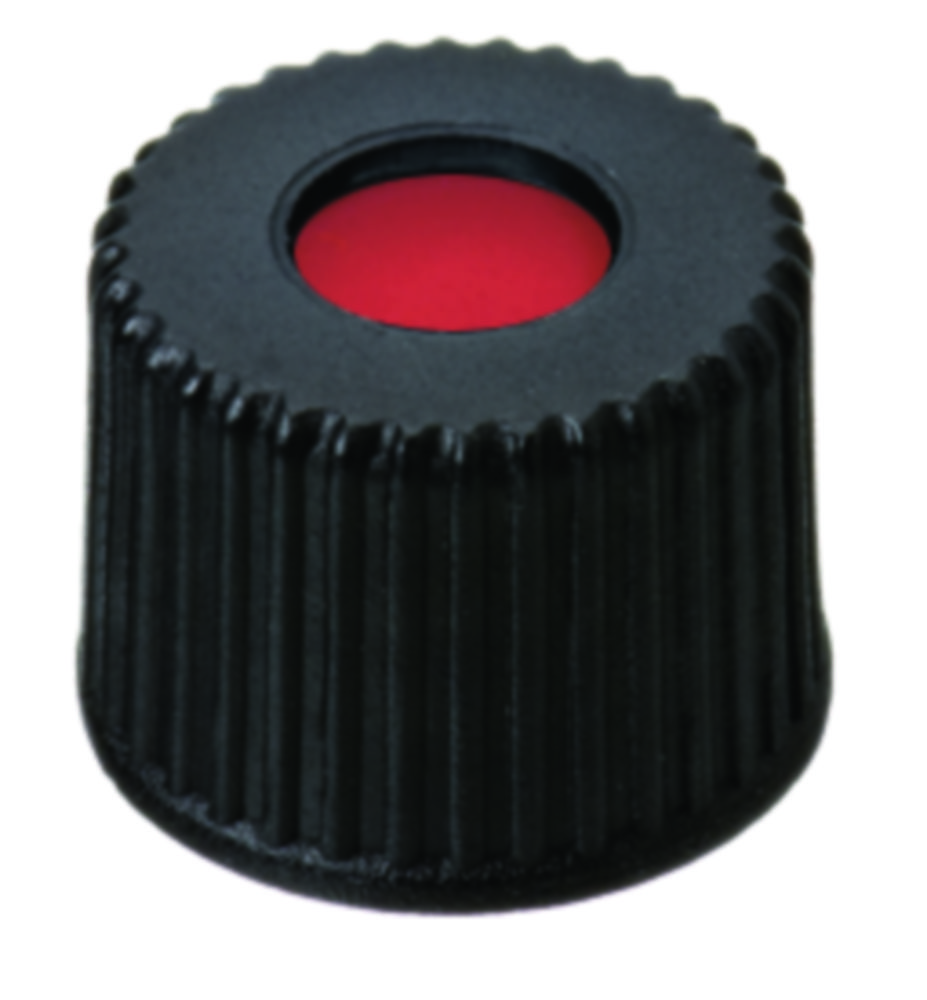 [4008207] Skruvlock, LLG, N 8, svart PP m. hål, PTFE/silikon/PTFE 45 A