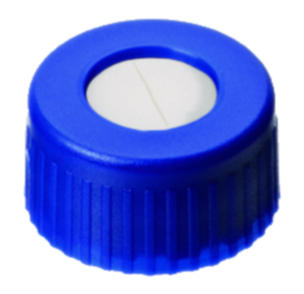 Skruvlock, LLG, N 9 short thread, blå PP m. hål, silikon/PTFE 45 A, UltraBond, slit