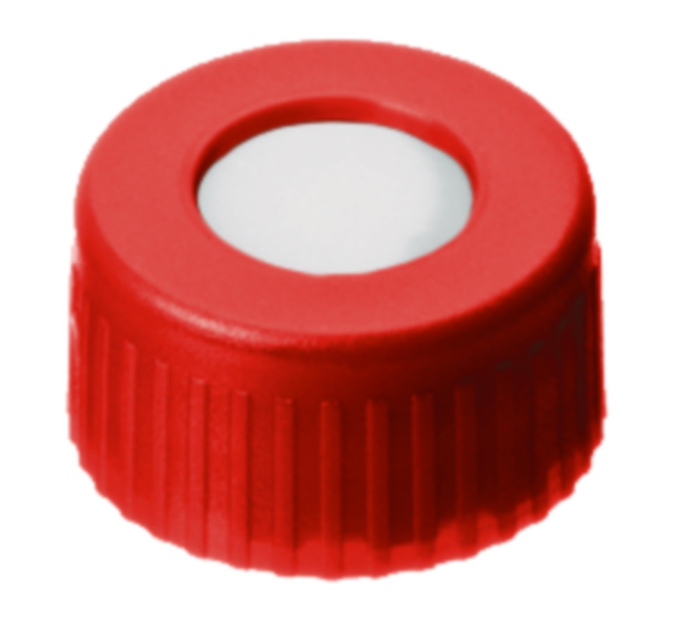 Skruvlock, LLG, N 9 short thread, röd PP m. hål, silikon/PTFE 55 A