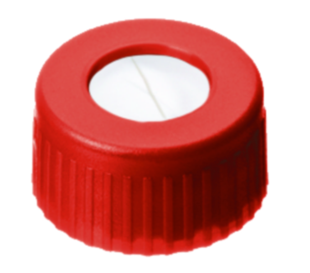 [4008223] Skruvlock, LLG, N 9 short thread, röd PP m. hål, silikon/PTFE 55 A, slit