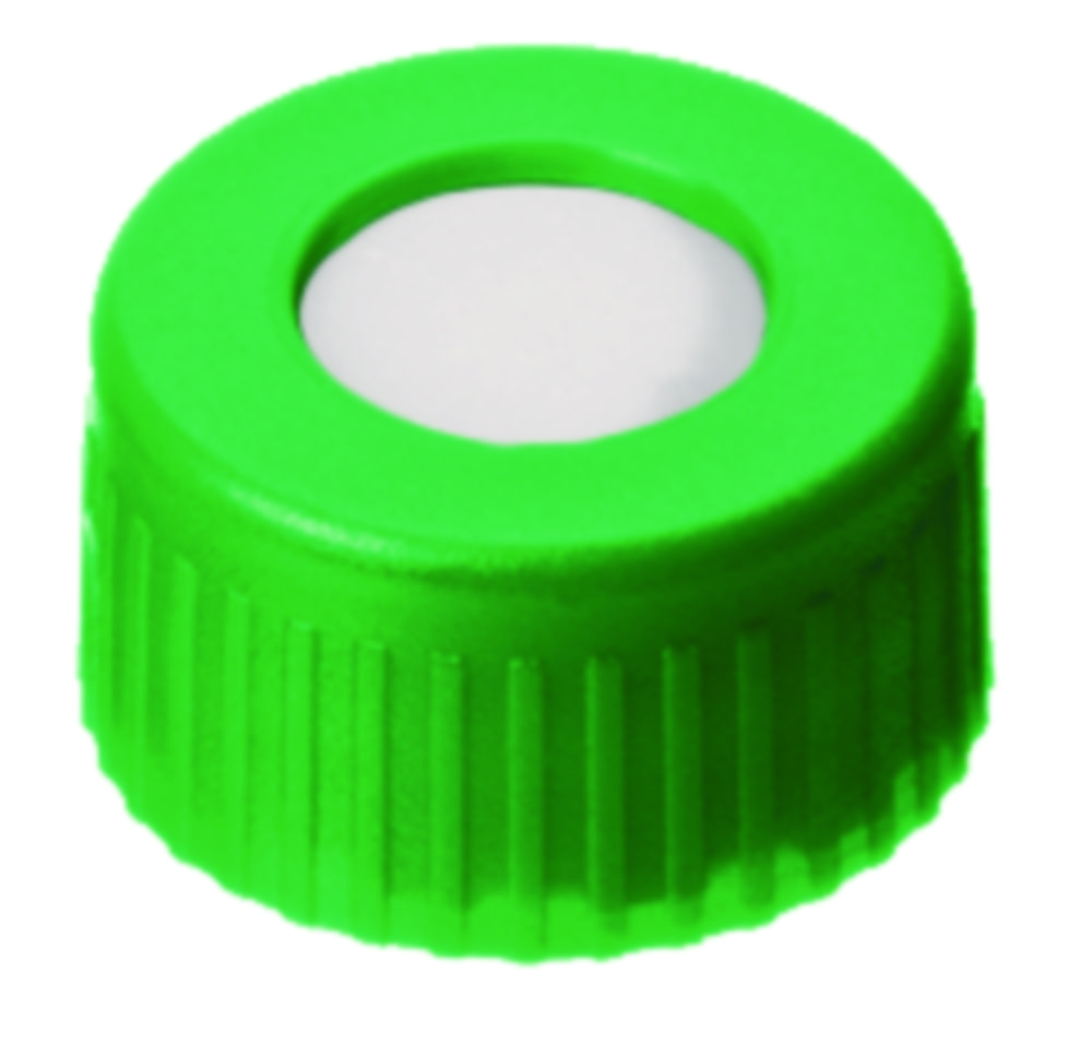 Skruvlock, LLG, N 9 short thread, grøn PP m. hål, silikon/PTFE 55 A