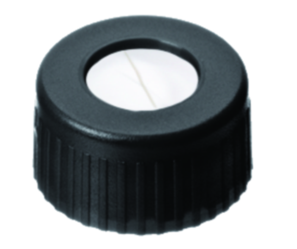 Skruvlock, LLG, N 9 short thread, svart PP m. hål, silikon/PTFE 55 A, slit