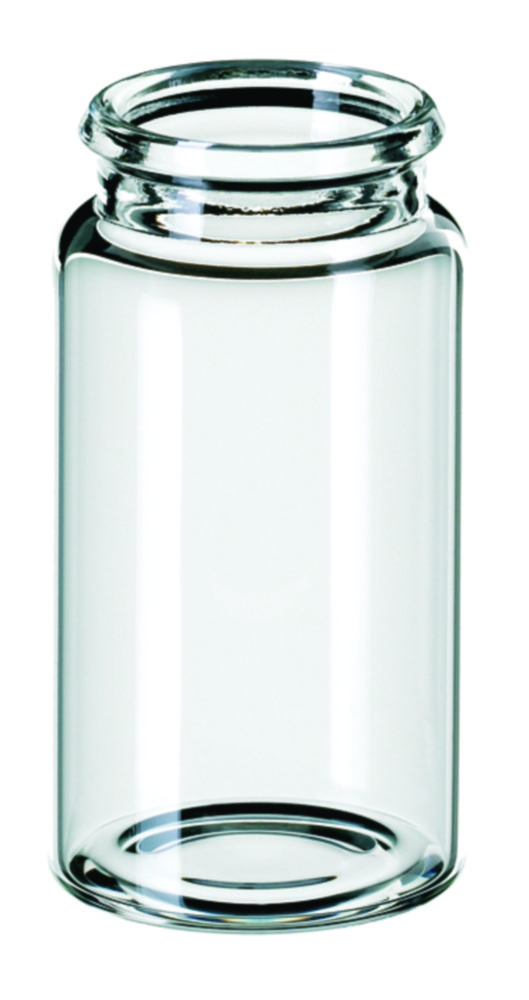 Vialer m. krage, LLG, N 22 snap-cap, flat botten, 15 mL, klar