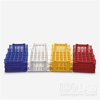 Reagensglasstativ, PP, 55 (5x11) rör Ø16 mm, blått
