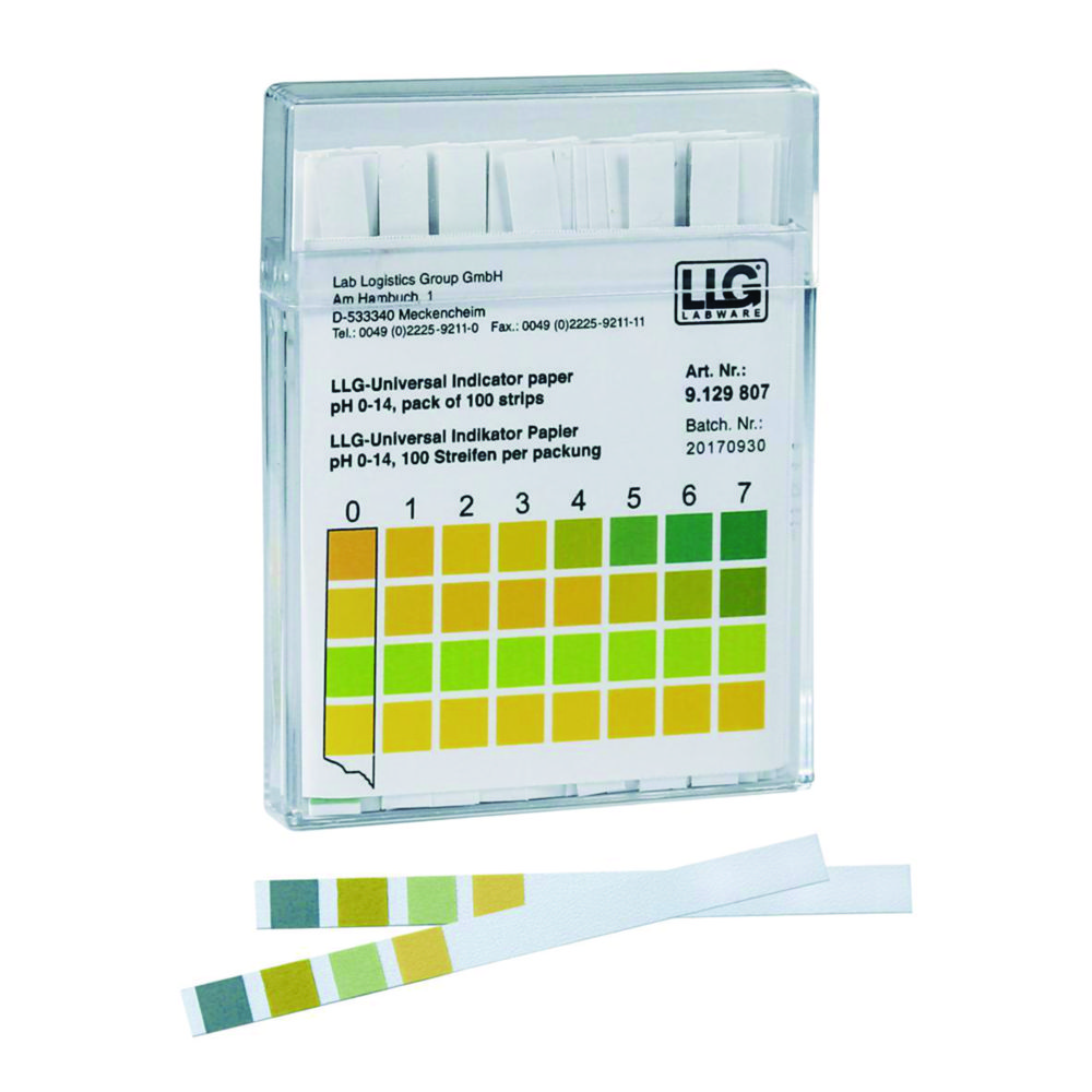 [4667571] pH-indikatorpapper, LLG Universal, strips, pH 0 - 14, 10x100 st.