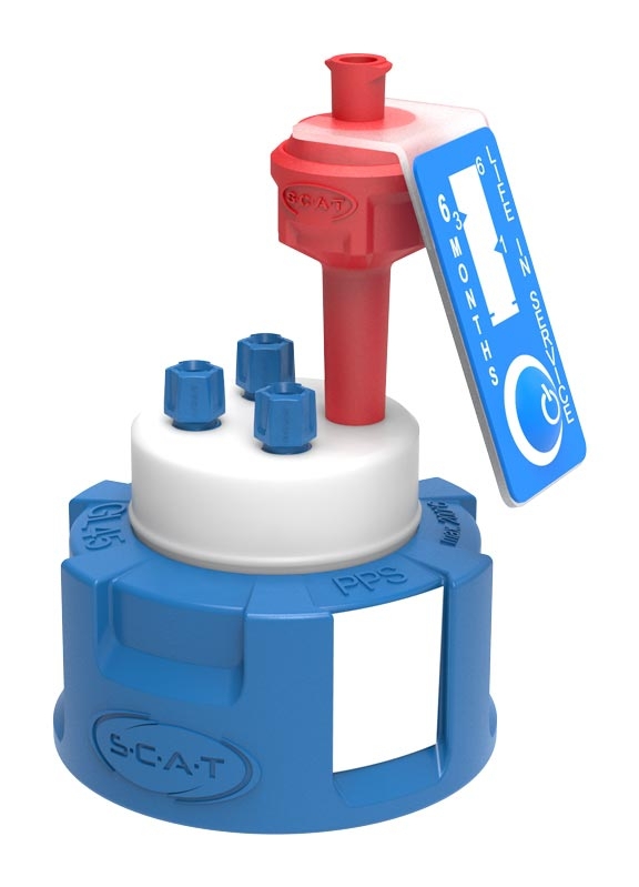 Reservoarlock, SCAT Safety Cap III V2.0, GL 45, 1 x luftventil / 3 x kapillär