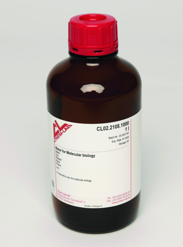 [4675029] Nukleasfritt vatten, Chem-lab, för molekylärbiologi, 1 L