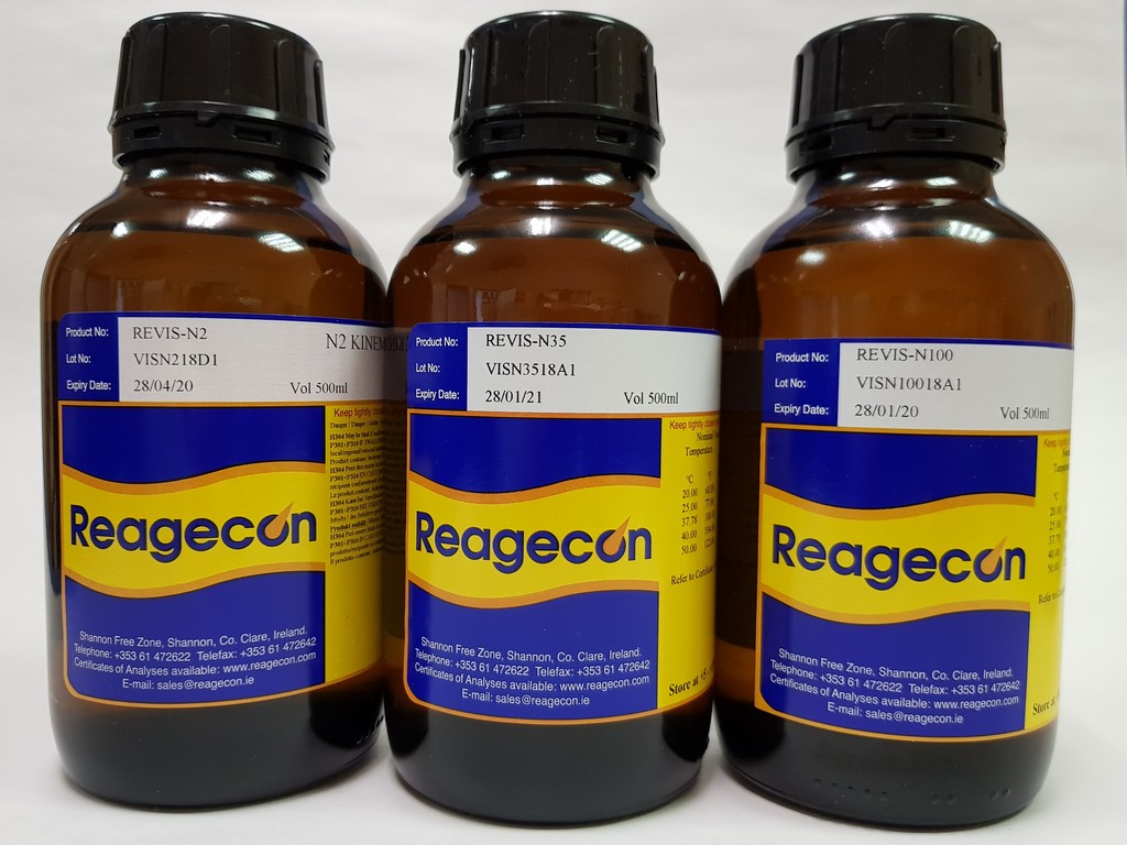 [4675406] Viskositets-standard N100, Reagecon, 230cSt/200cP, 25 °C, 500 mL