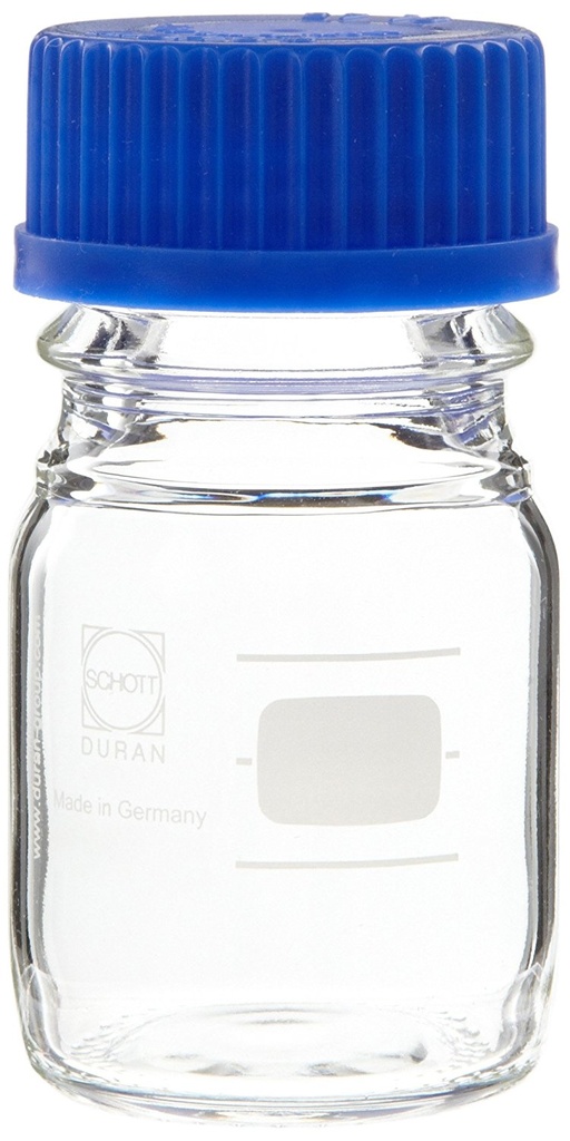 BlueCap-flaska, DURAN, m/blått lock, 25 ml, 10 st.