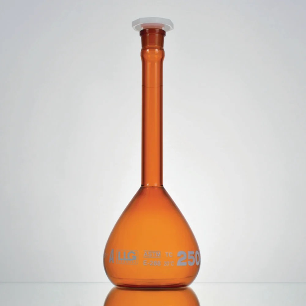 Mätkolv, LLG, brun, kl. A, NS19, PE-propp, 500 ml, 2 st.