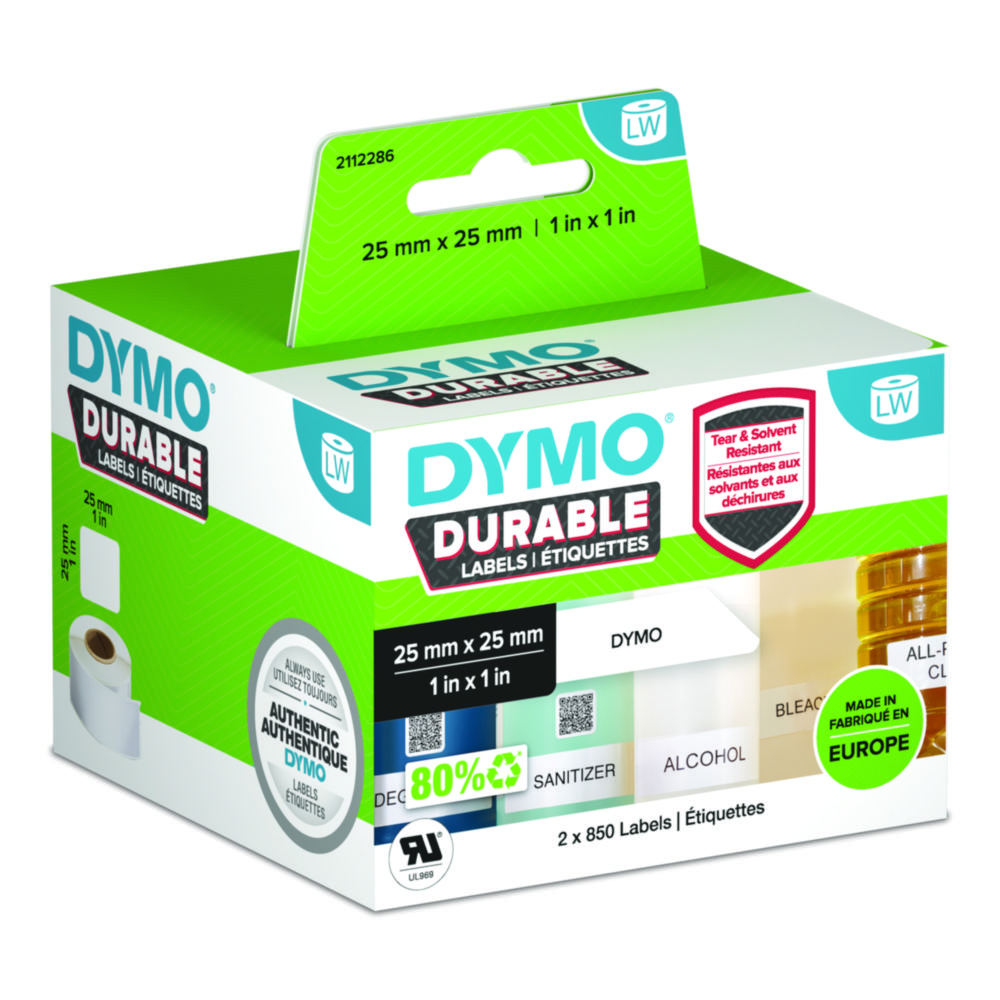 DYMO® Etikettskrivare, 25 x 25 mm, svart på vit, 2 x 850 st.