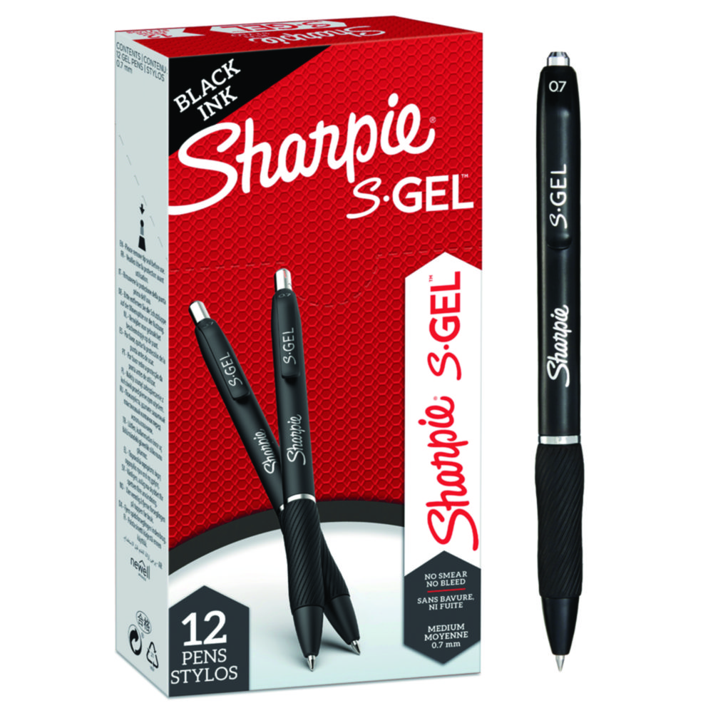 Sharpie® S-Gel - Gelpenna, 0,7 mm, svart, 12/fp.