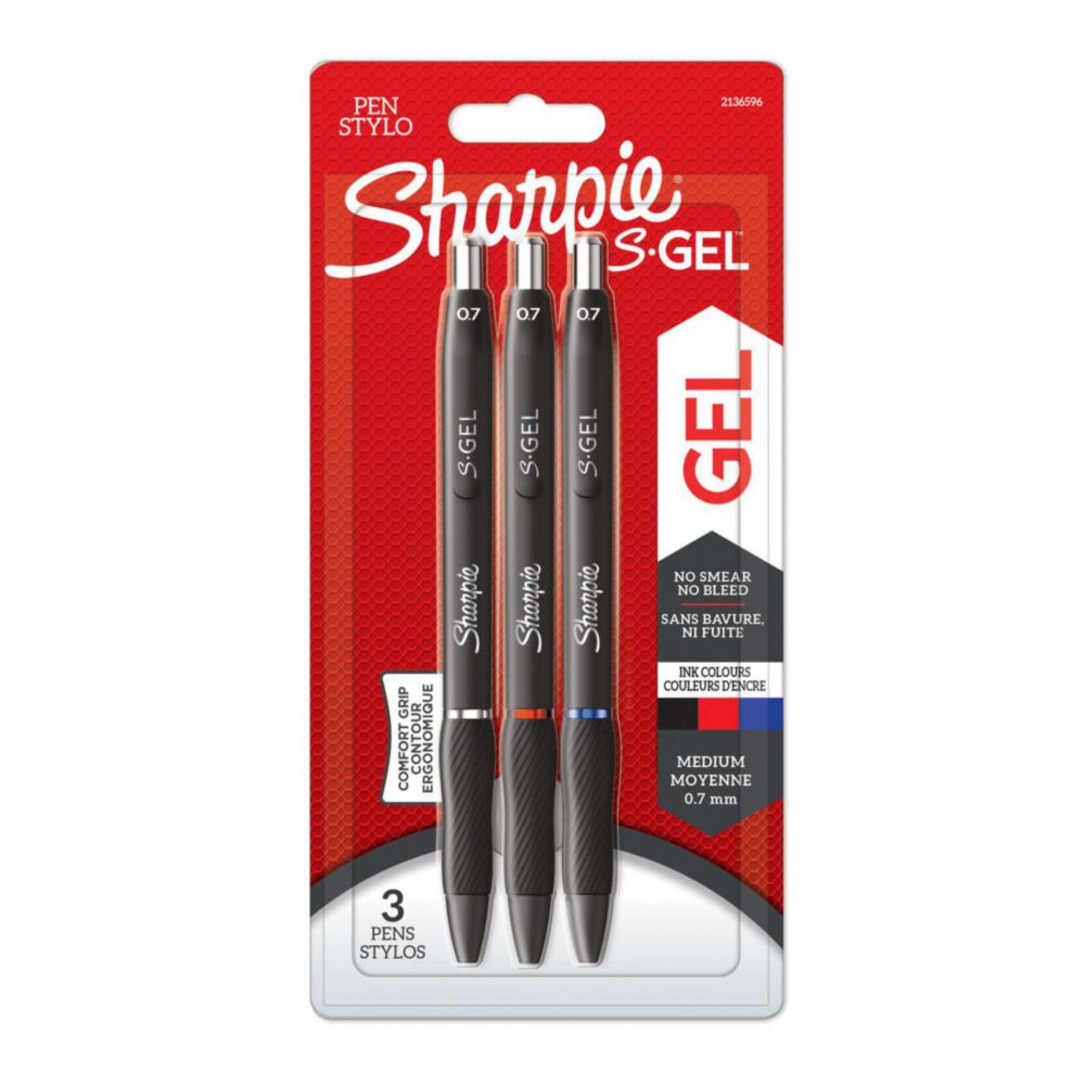 [4687592] Sharpie® S-Gel - Gelpenna, 0,7 mm, svart/blå/röd
