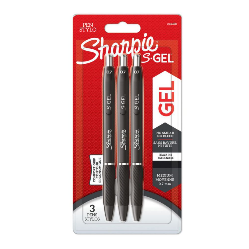 [4687593] Sharpie® S-Gel - Gelpenna, 0,7 mm, svart, 3/fp.