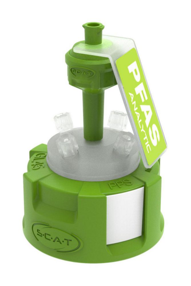 Reservoarlock, SCAT Safety Cap IV PFAS-Analytic, GL45, 1 x luftventil / 4 x kapillär