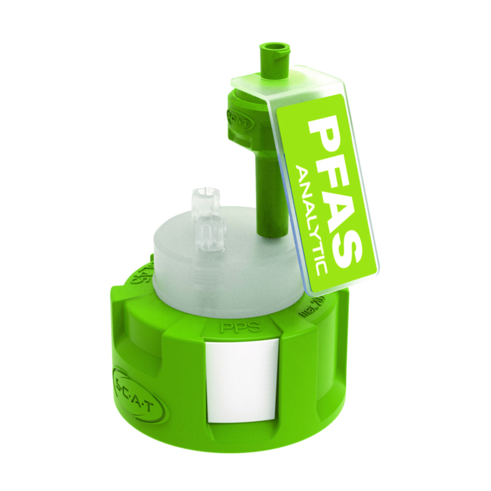 Reservoarlock, SCAT Safety Cap II PFAS-Analytic, GL45, 1 x luftventil / 2 x kapillär