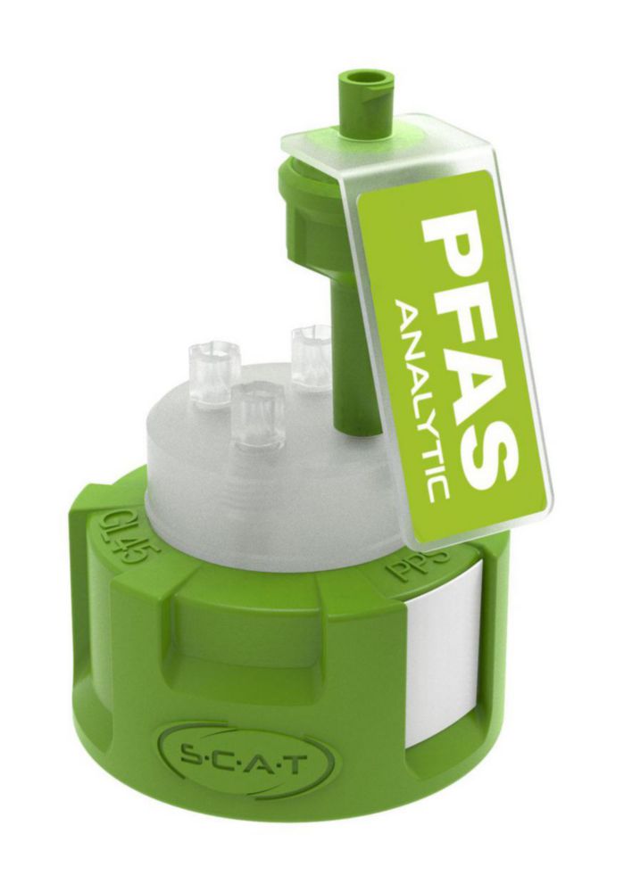 Reservoarlock, SCAT Safety Cap III PFAS-Analytic, GL45, 1 x luftventil / 3 x kapillär