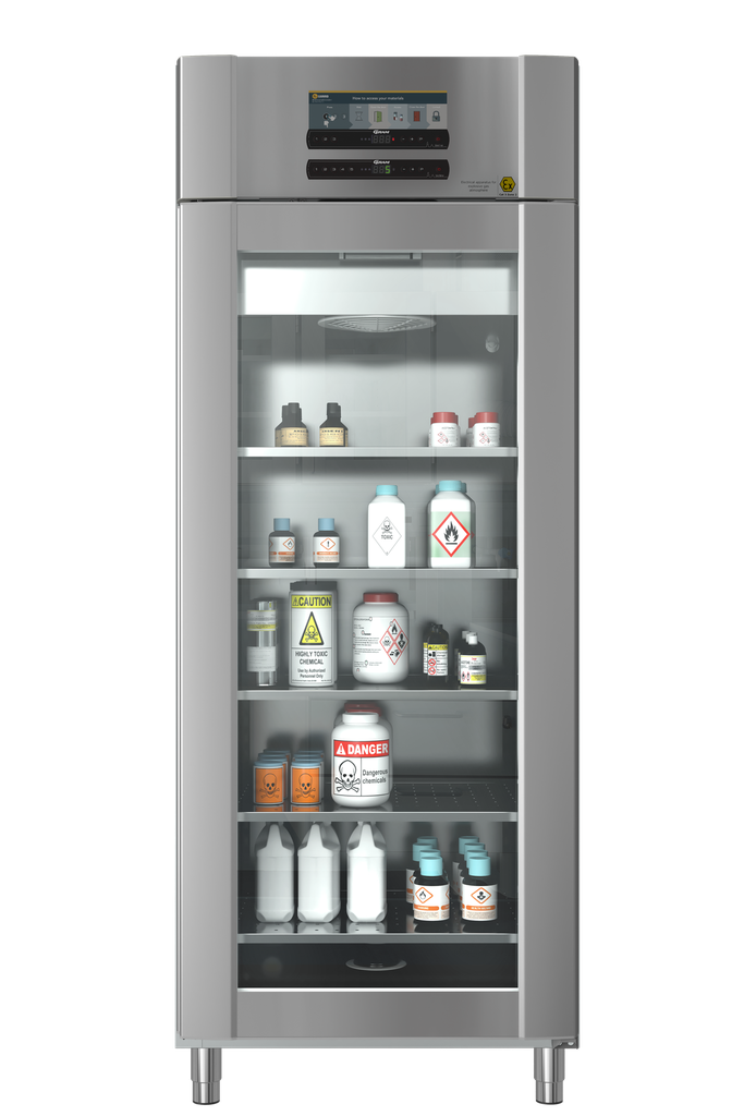 [4924084] Kylskåp, GRAM ExGuard ER600W, -2/+20°C, 614L, glasdörr, 5 hyllor, rostfri