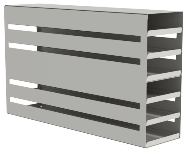 T-Rack m/ utdrag, TENAK, 50 mm boxar, h:332 x b:140 x d:562 mm, 6 x 4 boxar