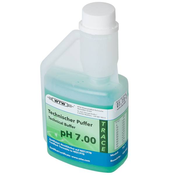 Buffert, teknisk, WTW, grön, pH 7,00 ±0,03, 250 mL