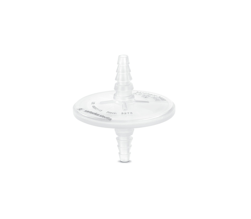 [1471220011] In-line filter, Sartorius Midisart 2000, PTFE, 20 cm2, 0,20 µm, steril, 6-12 mm barb, 25 st.