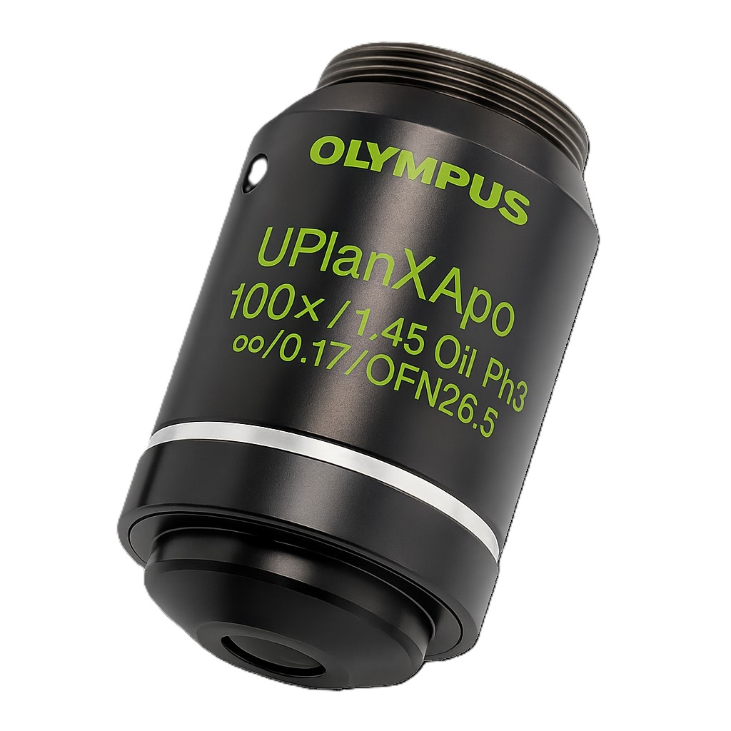 Objective, Olympus UPLXAPO100XOPH/1.45 Universal Plan Extended Apochromat Ph, Oil, 100x, FN26.5