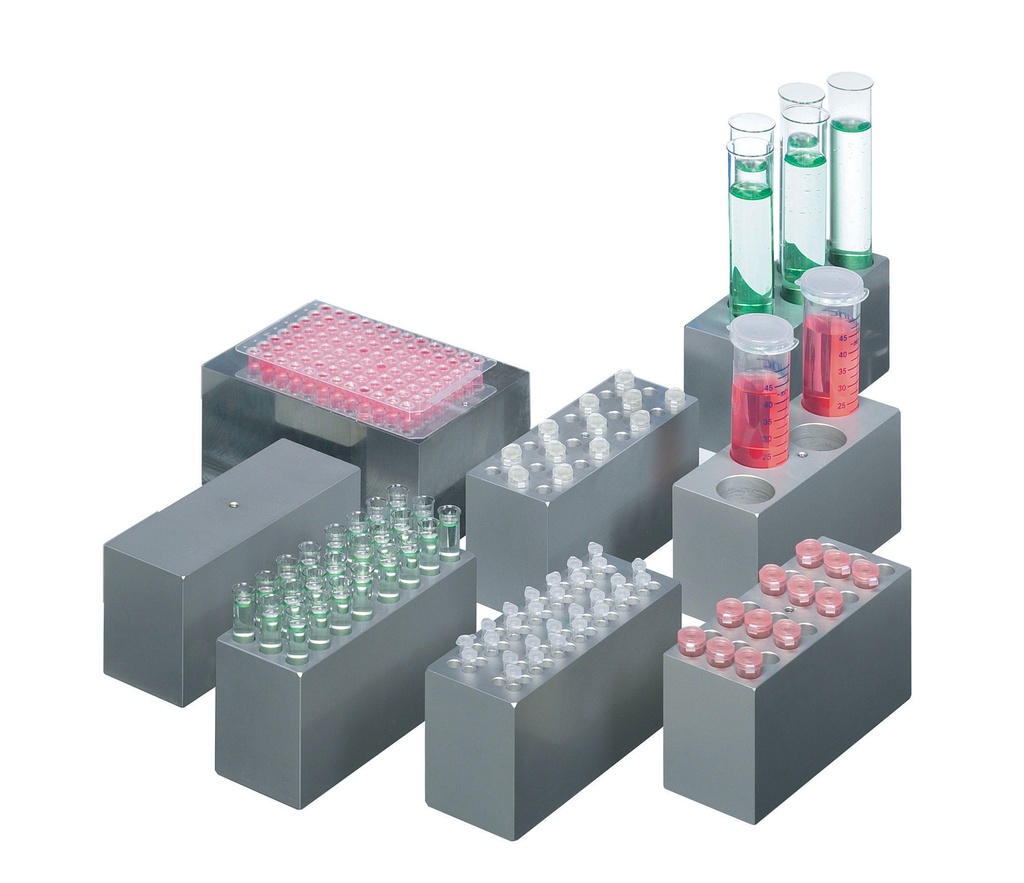 [6075814] Aluminiumblock QB50, t. 4x50 ml, Ø29 x 50 mm djup